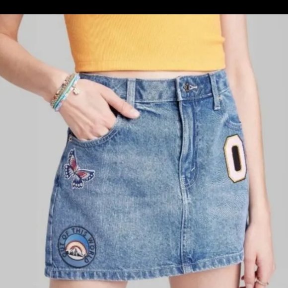 wild Fable denim patchwork mini skirt 18 nwot Academia College 3/$25 - Picture 10 of 13